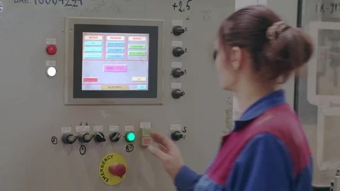 The employee enters the data on the machine Stock Footage 85240838