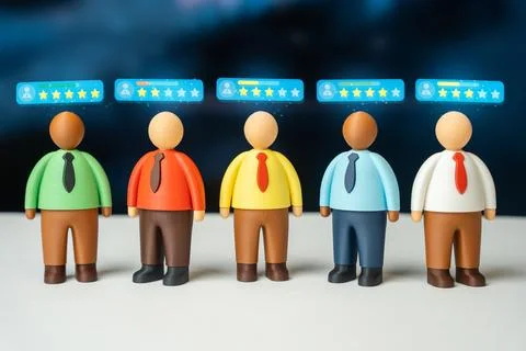 Employee evaluation on a 5-star scale. Efficiency and productivity. Personnel Stock Photos
