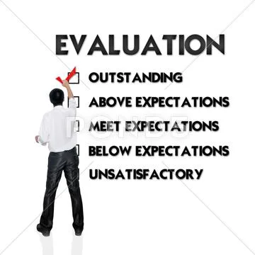 Employee evaluation form with business man selecting the choice Stock Illustration
