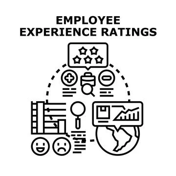 Employee experience ratings global satisfaction analysis chart Stock Illustration