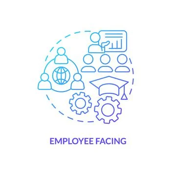 Employee facing blue gradient concept icon Illustrazione stock