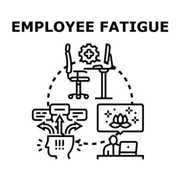 Employee fatigue causing burnout and work stress concept Ilustração Stock
