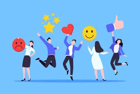 Employee feedback work satisfaction survey business concept flat vector Stock Illustration