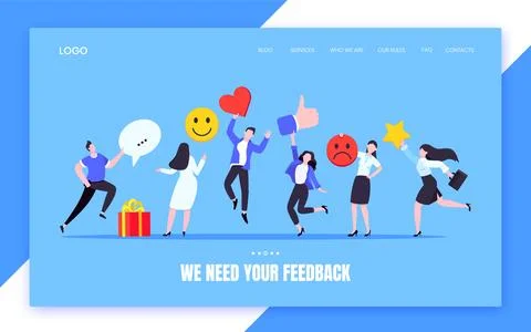 Employee feedback work satisfaction survey business concept flat vector Stock Illustration