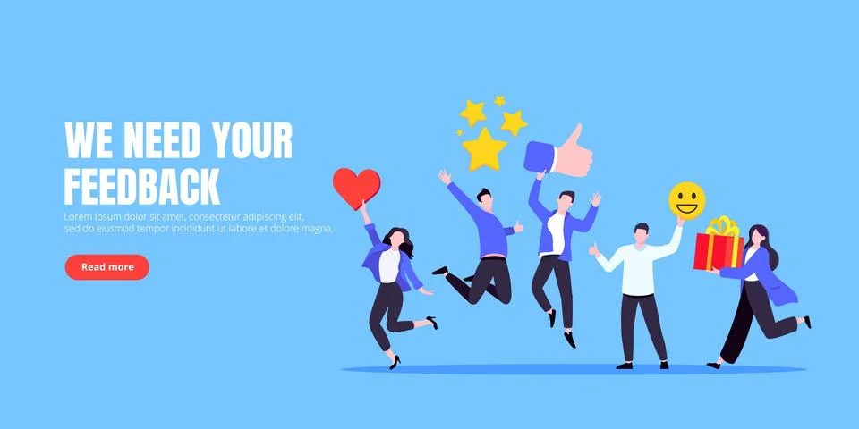 Employee feedback work satisfaction survey business concept flat vector Stock Illustration