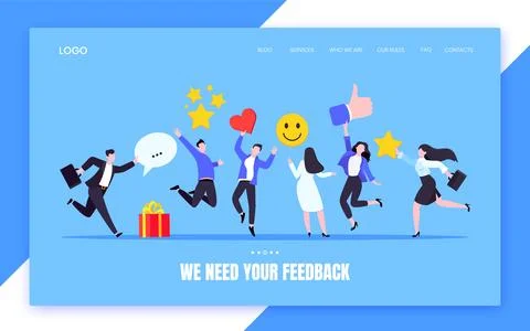 Employee feedback work satisfaction survey business concept flat vector Stock Illustration