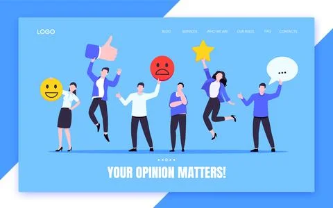 Employee feedback work satisfaction survey business concept flat vector Stock Illustration