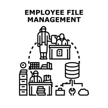 Employee file administration and digital data management system Stock Illustration