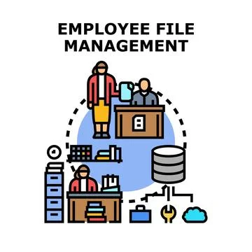 Employee file administration and digital data management system Stock Illustration
