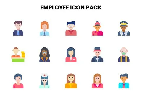 Employee Flat Bundle Icons Pack Stock Illustration