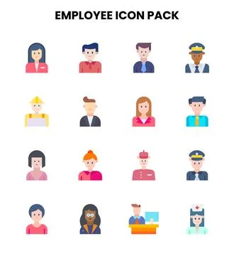 Employee Flat Collection Icons Pack Stock Illustration