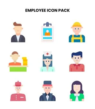 Employee Flat Collection Icons Pack Illustrazione stock