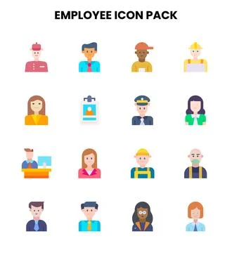 Employee Flat Scalable Icons Pack Stock Illustration