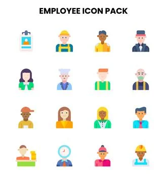 Employee Flat Set Icons Pack Stock-Illustration