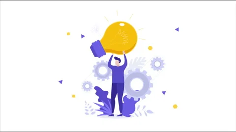 An employee generating an innovative idea at work, 2D animation Stock Footage 310537106