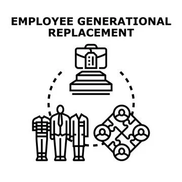 Employee generational replacement concept with new leadership Stockillustratie