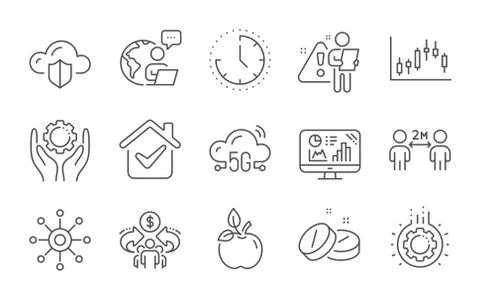 Employee hand, Multichannel and Analytics graph icons set. Vector Stock Illustration