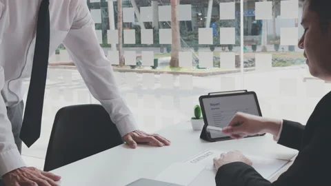 Employee handed over a document envelope and a box of work equipment beside h Stock Footage 155265304