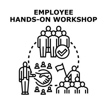 Employee hands on workshop conducting team collaboration training 库存插图