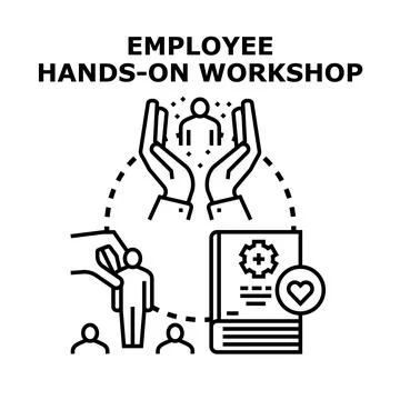 Employee hands on workshop training developing professional skills Stock Illustration