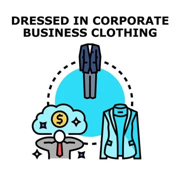 Employee having business thoughts while dressing in corporate clothing Stock Illustration
