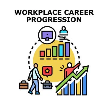 Employee having career progression path with professional growth Stock Illustration