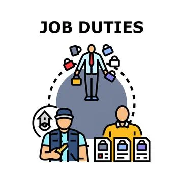 Employee having multiple job duties and responsibilities Stock Illustration