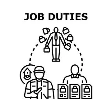 Employee having multiple job duties and responsibilities Stock Illustration