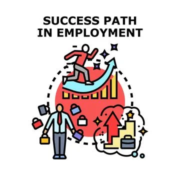 Employee having successful career path in employment journey Stock Illustration