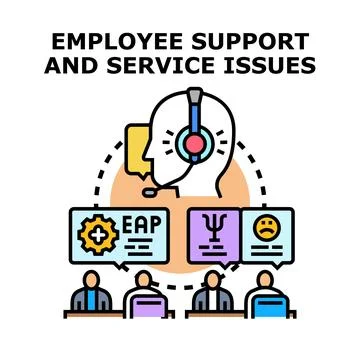Employee having support through assistance program for service issues 库存插图