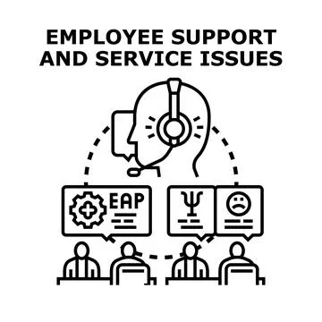 Employee having support through assistance program for service issues Stock Illustration