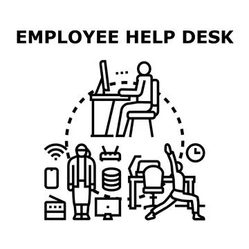 Employee help desk concept with technical support service Stock Illustration
