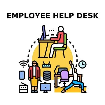 Employee help desk concept with technical support service Stock Illustration