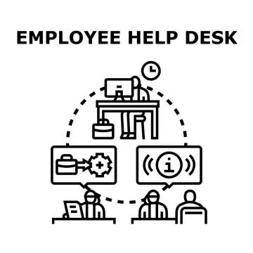 Employee help desk support and information service workflow Stock Illustration