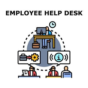 Employee help desk support and information service workflow 库存插图