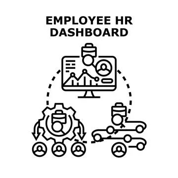 Employee hr dashboard system managing staff data Stock Illustration