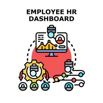Employee hr dashboard system managing staff data Stock Illustration