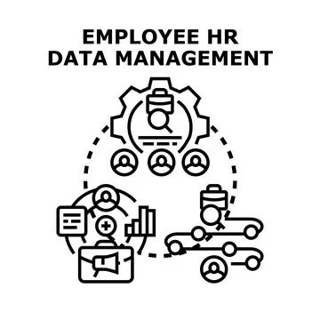 Employee hr data management system digital process Stock Illustration