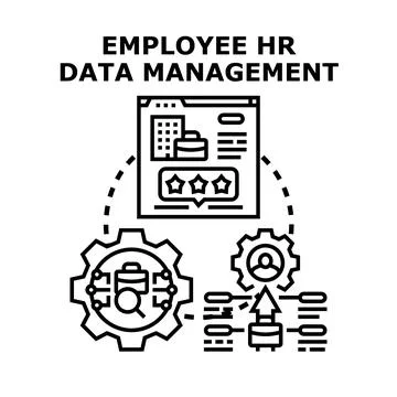 Employee hr data management tracking staff information digitally Stock Illustration