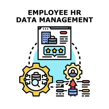 Employee hr data management tracking staff information digitally Stock Illustration