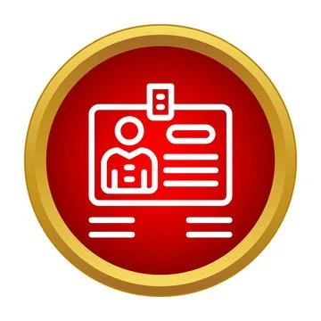Employee identification card icon on red background Stock Illustration