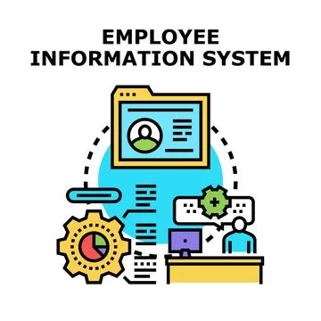 Employee information system managing human resources data 库存插图