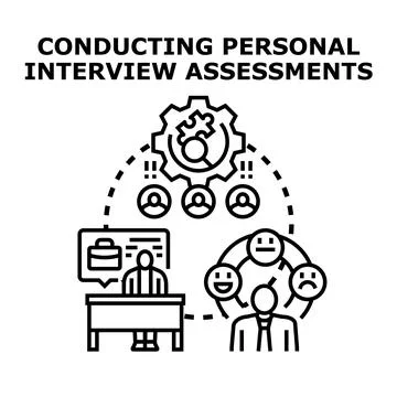 Employee interviewing and assessment process for recruitment Stock Illustration