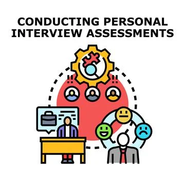 Employee interviewing and assessment process for recruitment Stock Illustration