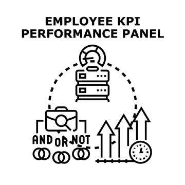 Employee kpi performance panel business strategy concept Illustrazione stock