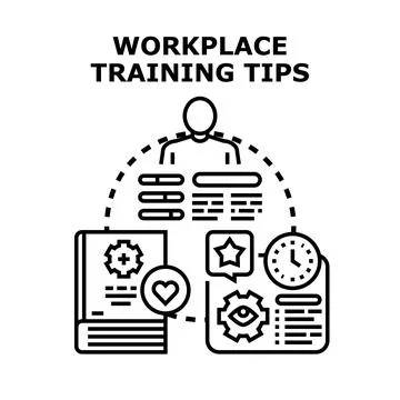 Employee learning and development workplace training tips Stock Illustration
