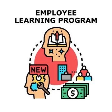 Employee learning program developing new skills knowledge Stock Illustration