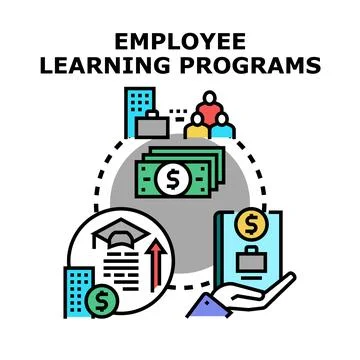 Employee learning programs developing career and financial growth Stockillustratie
