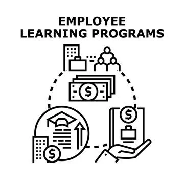 Employee learning programs developing career and financial growth Stock Illustration