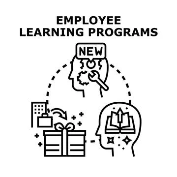 Employee learning programs developing professional skills Stockillustratie